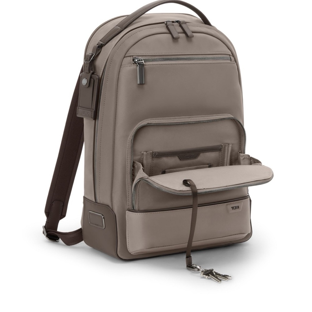TUMI Limestone Backpack Warren Harrison Leather w/ Laptop Insert - Picture 9 of 10